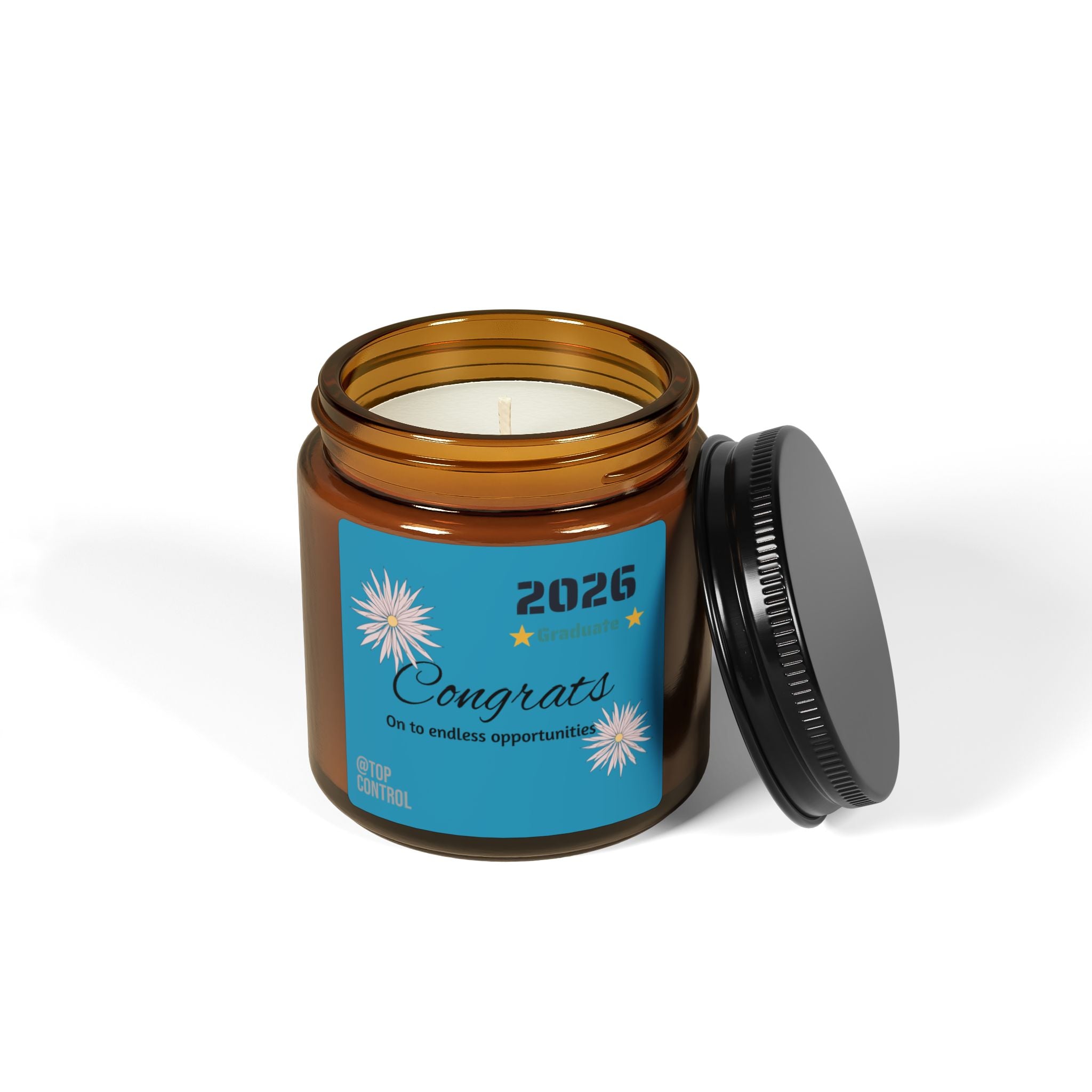 Graduation 2026 Scented Candle — 'Congrats on the Endless Opportunities' Amber Jar