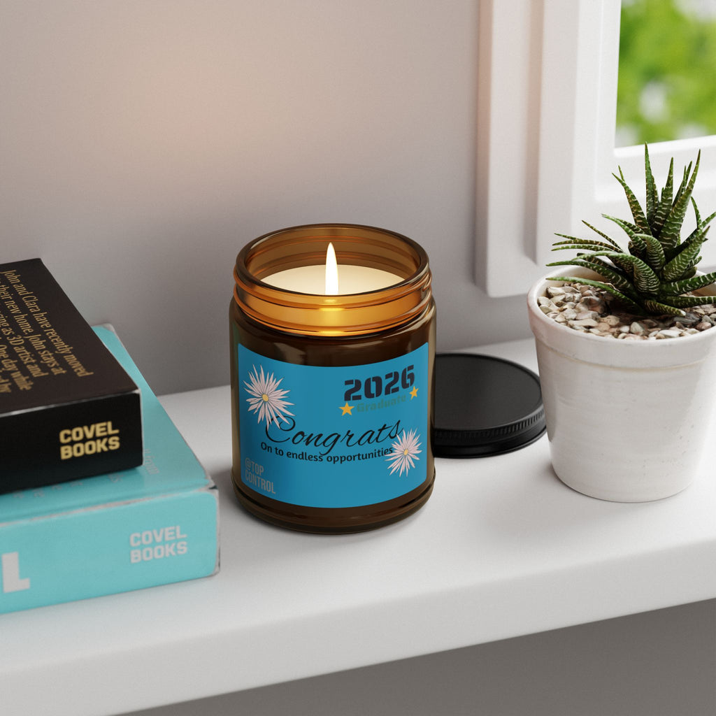 Graduation 2026 Scented Candle — 'Congrats on the Endless Opportunities' Amber Jar