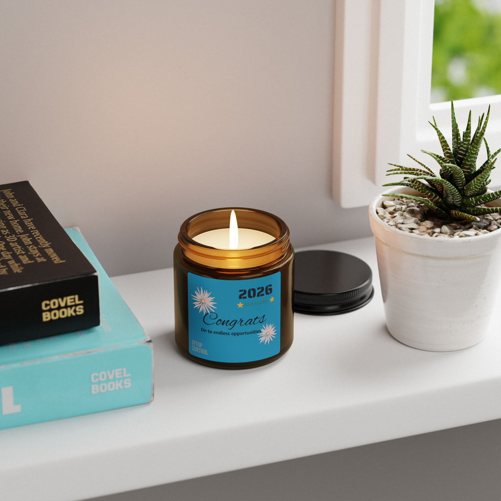 Graduation 2026 Scented Candle — 'Congrats on the Endless Opportunities' Amber Jar