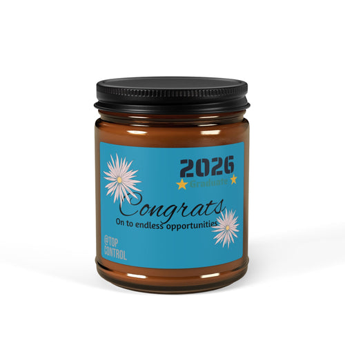 Graduation 2026 Scented Candle — 'Congrats on the Endless Opportunities' Amber Jar