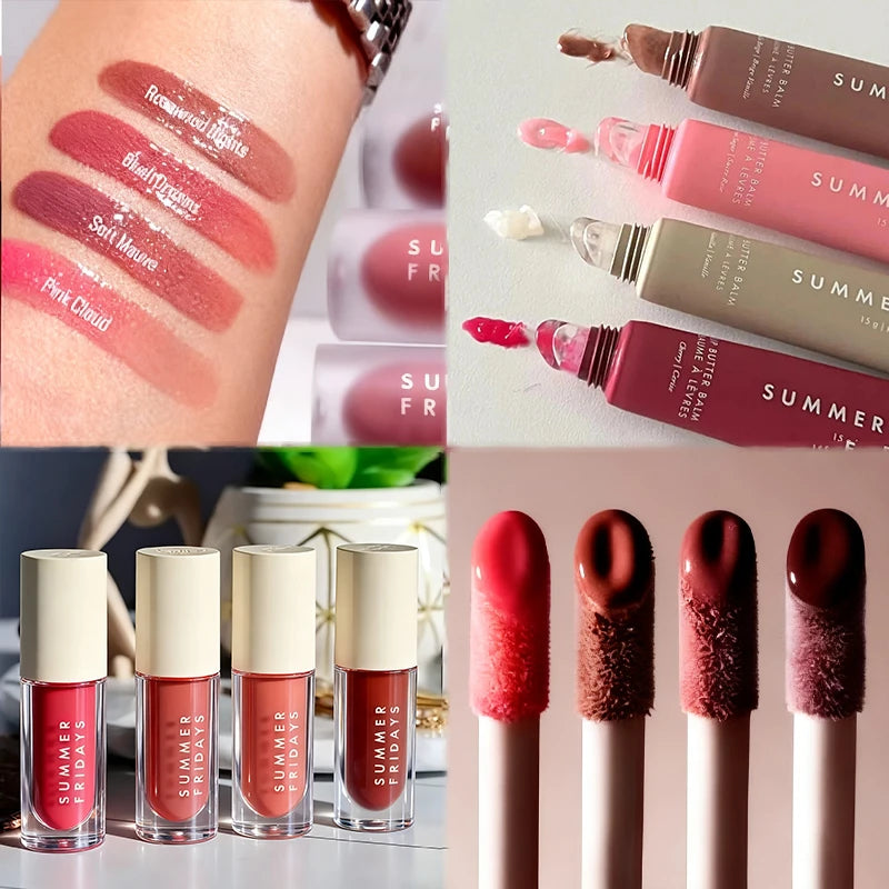 Summer Fridays Lip Balm Moisturizing Mirror Lip Gloss Lip Vanilla Pink Sugar Pink Guava Smell Lipstick Transparent Oil Makeup